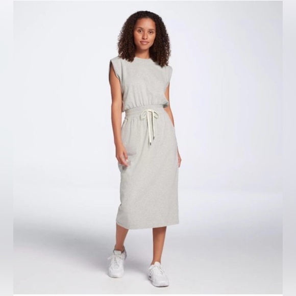 CALIA by Carrie Underwood Dresses & Skirts - Calia extended shoulder drawstring midi dress with logo patch large